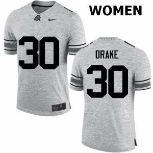 NCAA Ohio State Buckeyes Women's #30 Jared Drake Gray Nike Football College Jersey HTP0445VJ